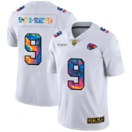 Kansas City Chiefs #9 JuJu Smith-Schuster Men's White Multi-Color 2020 NFL Crucial Catch Limited NFL Jersey
