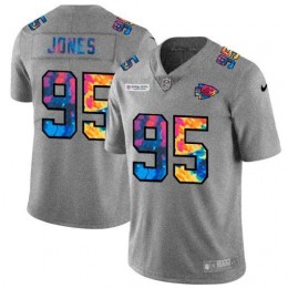 Kansas City Chiefs #95 Chris Jones Men's Multi-Color 2020 NFL Crucial Catch NFL Jersey Greyheather