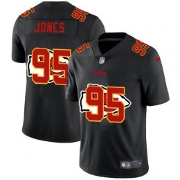 Kansas City Chiefs #95 Chris Jones Men's Team Logo Dual Overlap Limited NFL Jersey Black
