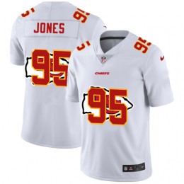 Kansas City Chiefs #95 Chris Jones White Men's Team Logo Dual Overlap Limited NFL Jersey