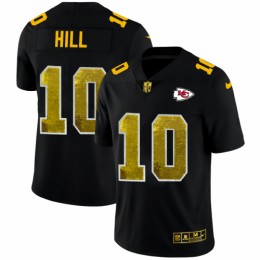 Kansas City Kansas City Chiefs #10 Tyreek Hill Men's Black Golden Sequin Vapor Limited NFL Jersey