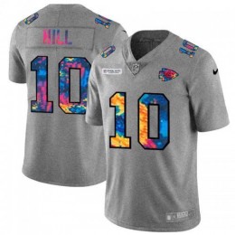 Kansas City Kansas City Chiefs #10 Tyreek Hill Men's Multi-Color 2020 NFL Crucial Catch NFL Jersey Greyheather Men's