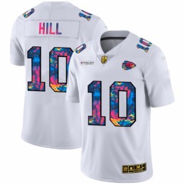 Kansas City Kansas City Chiefs #10 Tyreek Hill Men's White Multi-Color 2020 NFL Crucial Catch Limited NFL Jersey