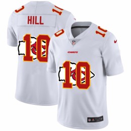 Kansas City Kansas City Chiefs #10 Tyreek Hill White Men's Team Logo Dual Overlap Limited NFL Jersey