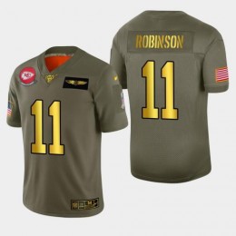 Kansas City Kansas City Chiefs #11 Demarcus Robinson Men's Olive Gold 2019 Salute to Service Limited NFL 100 Jersey