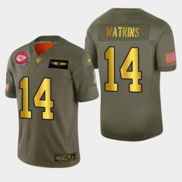 Kansas City Kansas City Chiefs #14 Sammy Watkins Men's Olive Gold 2019 Salute to Service Limited NFL 100 Jersey