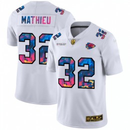Kansas City Kansas City Chiefs #32 Tyrann Mathieu Men's White Multi-Color 2020 NFL Crucial Catch Limited NFL Jersey
