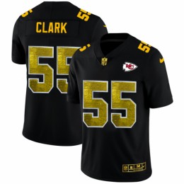 Kansas City Kansas City Chiefs #55 Frank Clark Men's Black Golden Sequin Vapor Limited NFL Jersey