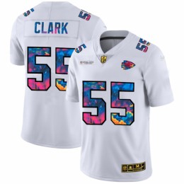 Kansas City Kansas City Chiefs #55 Frank Clark Men's White Multi-Color 2020 NFL Crucial Catch Limited NFL Jersey