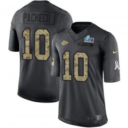 Chiefs #10 Isiah Pacheco Black Super Bowl LVII Patch Men's Stitched NFL Limited 2016 Salute To Service Jersey