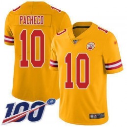 Chiefs #10 Isiah Pacheco Gold Men's Stitched NFL Limited Inverted Legend 100th Season Jersey