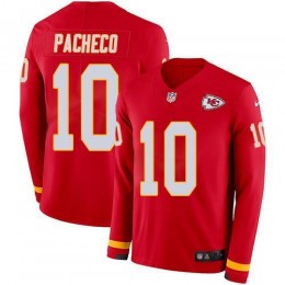 Chiefs #10 Isiah Pacheco Red Team Color Men's Stitched NFL Limited Therma Long Sleeve Jersey