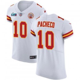 Chiefs #10 Isiah Pacheco White Super Bowl LVII Patch Men's Stitched NFL Vapor Untouchable Elite Jersey