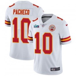 Chiefs #10 Isiah Pacheco White Super Bowl LVII Patch Men's Stitched NFL Vapor Untouchable Limited Jersey