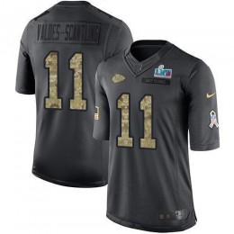 Chiefs #11 Marquez Valdes-Scantling Black Super Bowl LVII Patch Men's Stitched NFL Limited 2016 Salute To Service Jersey
