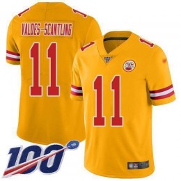 Chiefs #11 Marquez Valdes-Scantling Gold Men's Stitched NFL Limited Inverted Legend 100th Season Jersey