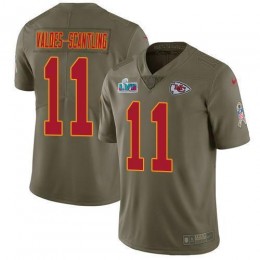 Chiefs #11 Marquez Valdes-Scantling Olive Super Bowl LVII Patch Men's Stitched NFL Limited 2017 Salute To Service Jersey