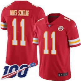 Chiefs #11 Marquez Valdes-Scantling Red Team Color Men's Stitched NFL 100th Season Vapor Limited Jersey