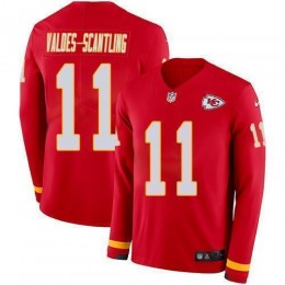 Chiefs #11 Marquez Valdes-Scantling Red Team Color Men's Stitched NFL Limited Therma Long Sleeve Jersey