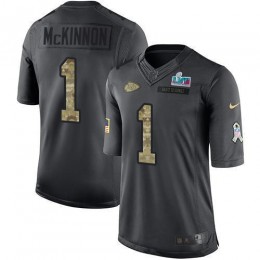 Chiefs #1 Jerick McKinnon Black Super Bowl LVII Patch Men's Stitched NFL Limited 2016 Salute To Service Jersey