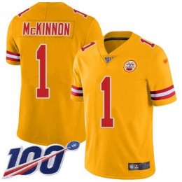 Chiefs #1 Jerick McKinnon Gold Men's Stitched NFL Limited Inverted Legend 100th Season Jersey