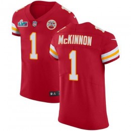 Chiefs #1 Jerick McKinnon Red Team Color Super Bowl LVII Patch Men's Stitched NFL Vapor Untouchable Elite Jersey