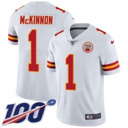 Chiefs #1 Jerick McKinnon White Men's Stitched NFL 100th Season Vapor Limited Jersey
