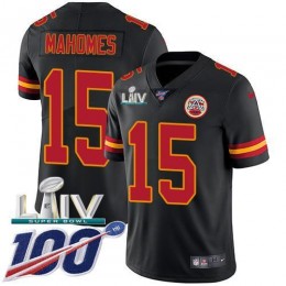 Chiefs #15 Patrick Mahomes Black Super Bowl LIV 2020 Men's Stitched NFL Limited Rush 100th Season Jersey