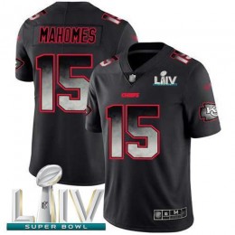 Chiefs #15 Patrick Mahomes Black Super Bowl LIV 2020 Men's Stitched NFL Vapor Untouchable Limited Smoke Fashion Jersey