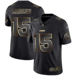 Chiefs #15 Patrick Mahomes Black/Gold Men's Stitched NFL Vapor Untouchable Limited Jersey