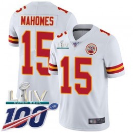 Chiefs #15 Patrick Mahomes White Super Bowl LIV 2020 Men's Stitched NFL 100th Season Vapor Untouchable Limited Jersey