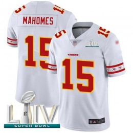Chiefs #15 Patrick Mahomes White Super Bowl LIV 2020 Men's Stitched NFL Limited Team Logo Fashion Jersey