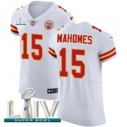 Chiefs #15 Patrick Mahomes White Super Bowl LIV 2020 Men's Stitched NFL New Elite Jersey