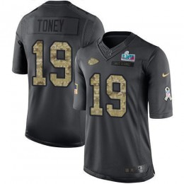 Chiefs #19 Kadarius Toney Black Super Bowl LVII Patch Men's Stitched NFL Limited 2016 Salute To Service Jersey