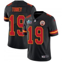 Chiefs #19 Kadarius Toney Black Super Bowl LVII Patch Men's Stitched NFL Limited Rush Jersey