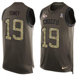 Chiefs #19 Kadarius Toney Green Men's Stitched NFL Limited Salute To Service Tank Top Jersey