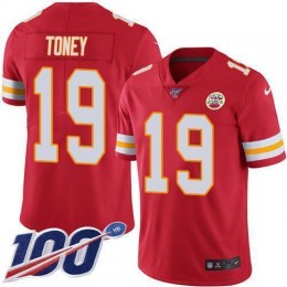 Chiefs #19 Kadarius Toney Red Team Color Men's Stitched NFL 100th Season Vapor Limited Jersey