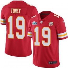 Chiefs #19 Kadarius Toney Red Team Color Super Bowl LVII Patch Men's Stitched NFL Vapor Untouchable Limited Jersey