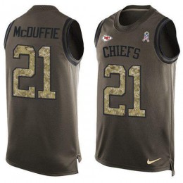 Chiefs #21 Trent McDuffie Green Men's Stitched NFL Limited Salute To Service Tank Top Jersey