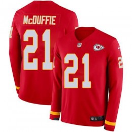 Chiefs #21 Trent McDuffie Red Team Color Men's Stitched NFL Limited Therma Long Sleeve Jersey