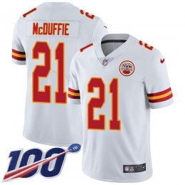 Chiefs #21 Trent McDuffie White Men's Stitched NFL 100th Season Vapor Limited Jersey