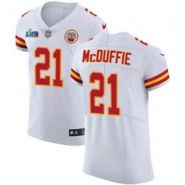 Chiefs #21 Trent McDuffie White Super Bowl LVII Patch Men's Stitched NFL Vapor Untouchable Elite Jersey