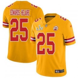 Chiefs #25 Clyde Edwards-Helaire Gold Men's Super Bowl LV Bound Stitched NFL Limited Inverted Legend Jersey
