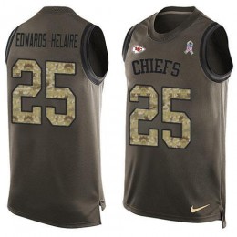 Chiefs #25 Clyde Edwards-Helaire Green Men's Stitched NFL Limited Salute To Service Tank Top Jersey