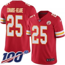 Chiefs #25 Clyde Edwards-Helaire Red Team Color Men's Stitched NFL 100th Season Vapor Untouchable Limited Jersey
