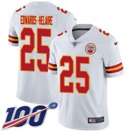 Chiefs #25 Clyde Edwards-Helaire White Men's Stitched NFL 100th Season Vapor Untouchable Limited Jersey