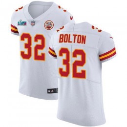 Chiefs #32 Nick Bolton White Super Bowl LVII Patch Men's Stitched NFL Vapor Untouchable Elite Jersey