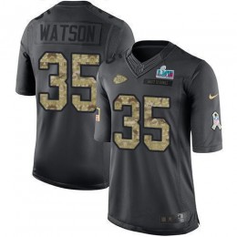 Chiefs #35 Jaylen Watson Black Super Bowl LVII Patch Men's Stitched NFL Limited 2016 Salute To Service Jersey
