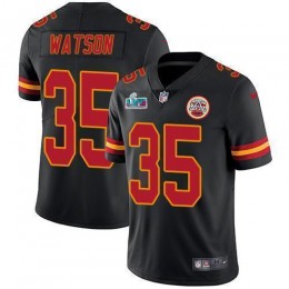 Chiefs #35 Jaylen Watson Black Super Bowl LVII Patch Men's Stitched NFL Limited Rush Jersey
