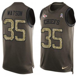 Chiefs #35 Jaylen Watson Green Men's Stitched NFL Limited Salute To Service Tank Top Jersey